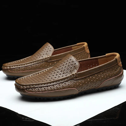 2023 Black Men Shoes Casual Genuine Leather Mens Loafers Moccasins Luxury Brand Italian Breathable Slip on Boat Shoes