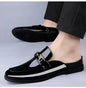 Men's slippers half drag summer new leather texture large size leather shoes men's slippers men