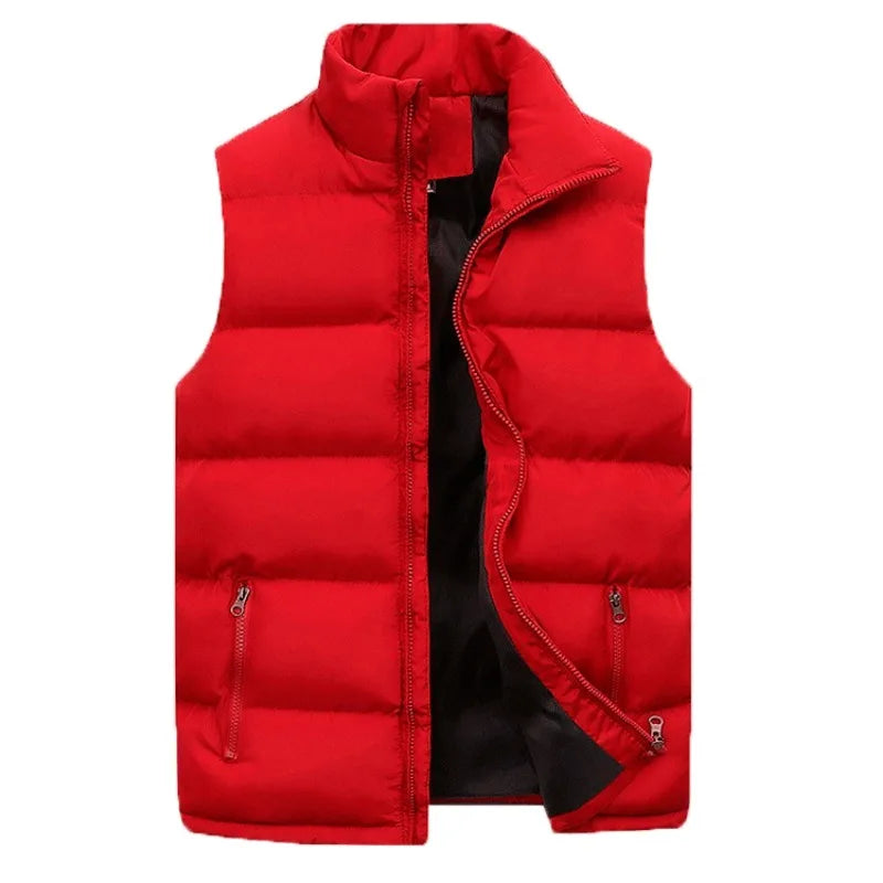 Men's Jacket Winter Warm Coats for Men Thickened Stand Collar Down Vest Oversized Jackets Puffer Vest Sleeveless Zipper Coat