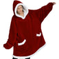 Winter Warm TV Blanket with Sleeves Big Pocket Fleece Family Sherpa Hoodies Oversized Flannel Soft Hooded Robe Blankets