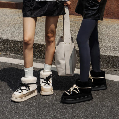 2024 Fashion Women's Winter Warm Snow Boots Toe Wrap Warm Cotton Slippers 5cm Padded Thickened Platform Ankle Boots Botas Mujer