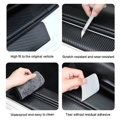 Car Door Threshold Scuff Plate For Geely Atlas Coolray Emgrand EC7 EC8 X7 EX7 CK2 CK3 GL GS Carbon Fiber Trunk Bumper Stickers