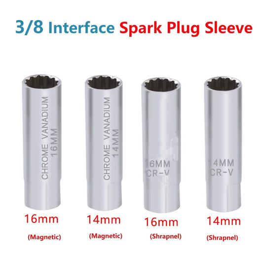 Universal Spark Plug Sleeve Wrench 3/8" Socket Magnetic 12-Point Angle Thin Wall Spark Plug Car Removal Tools 14mm 16mm CR-V