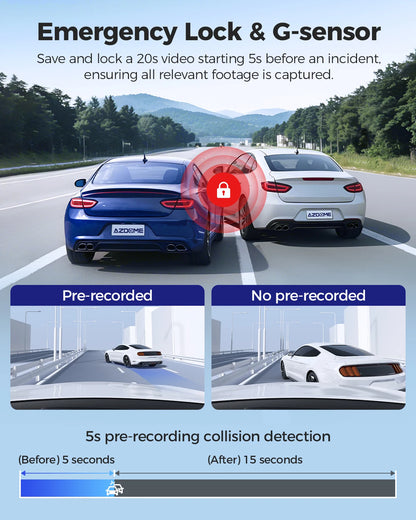 AZDOME M550 Pro 4K+1080P Dash Cam Front and Rear 3.18'' IPS Screen Dashcam 5GHz Wi-Fi GPS 150°FOV Car Camera WDR Night Vision