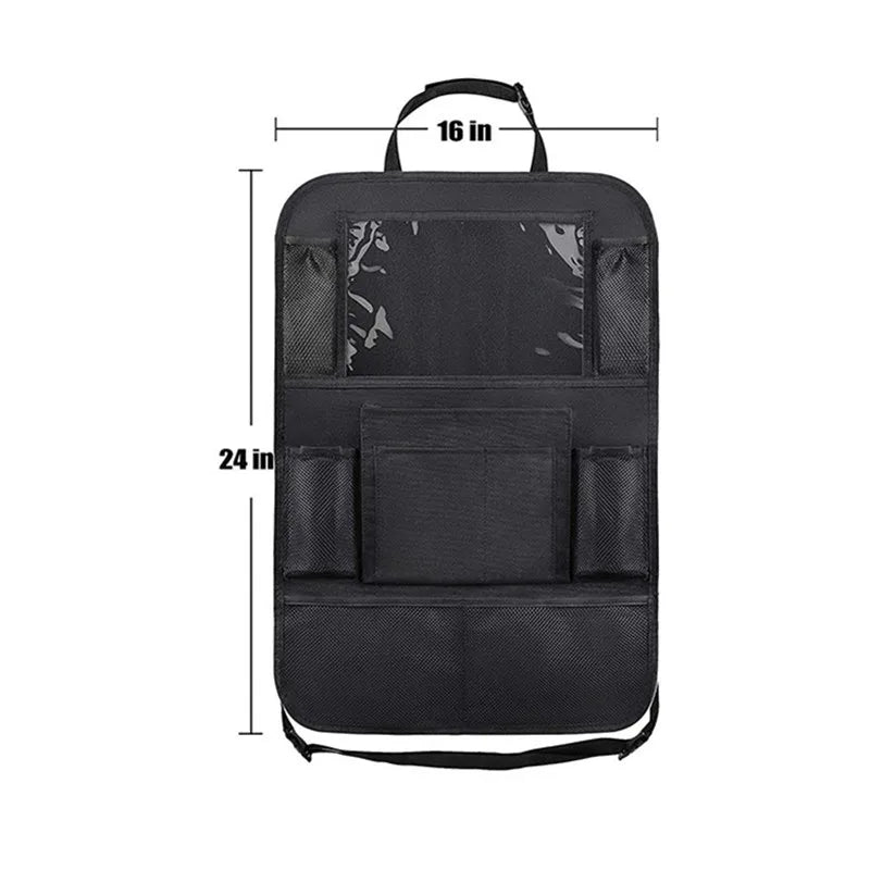 Car Backseat Organizer with Touch Screen Tablet Holder Auto Storage Pockets Cover Car Seat Back Protectors for Trip Kids Travel