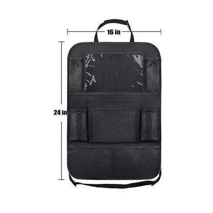 Car Backseat Organizer with Touch Screen Tablet Holder Auto Storage Pockets Cover Car Seat Back Protectors for Trip Kids Travel