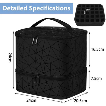 30 Grids PU Nylon Makeup Bag Double Layer Handbag Manicure Bag with Handle Professional Nail Case Travel Cosmetic Organizer Bag