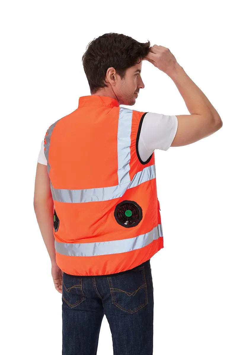 Cool Vest Summer Cooling Fan Waistcoat Reflective Stripe Work Clothes 5V USB Charging Conditioning Clothes Cooling Vest