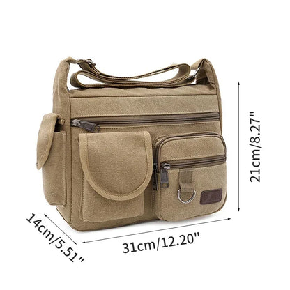 New Canvas Messenger Bag for Men Vintage Water Resistant Waxed Crossbody Bags Briefcase Padded Shoulder Bag for Male Handbag