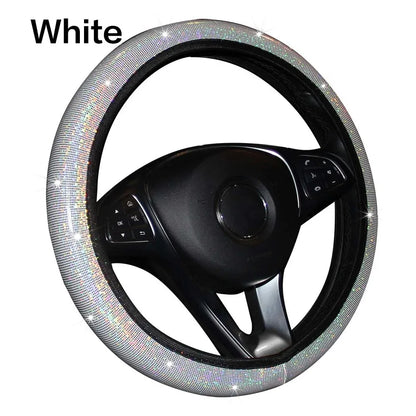 Rhinestone Crystal Car Steering Wheel Cover, PU Leather, Fits Car Accessories and Car Styling, Enhances Luxury and Comfort