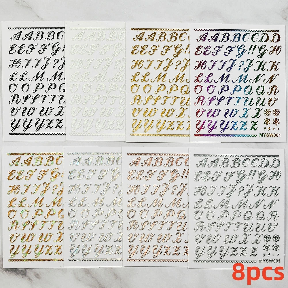8Pcs Red Heart Nail Stickers 3D Bronzing Silver Gold Heart Shape Star & Moon Metal Totem Nail Slider Self-Adhesive DIY Nail Art*