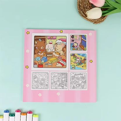 Cartoon Coloring Book For Adults And Teens Featuring Adorable Creatures for Christmas Gifts To Relax In A Cozy Hygge Moment