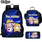 3Pcs Set LankyBox School Backpacks with Lunch Bag Pencil Case,Cartoon Large Capacity School Bags for Grade 1-4,Mochila for Pupil