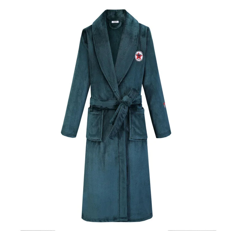Big Size 3Xl 4Xl Kimono Robe Gown Winter New Men's Homewear Coral Fleece Bathrobe Shower Peignoirs Loose Thicken Nightwear