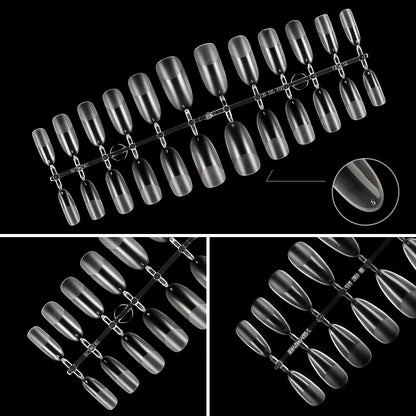 240pcs Semi-frosted Matte Fake Nails Long Coffin Stiletto Artificial False Nails Tips Clear Fake Nail Art Tips For Extension
