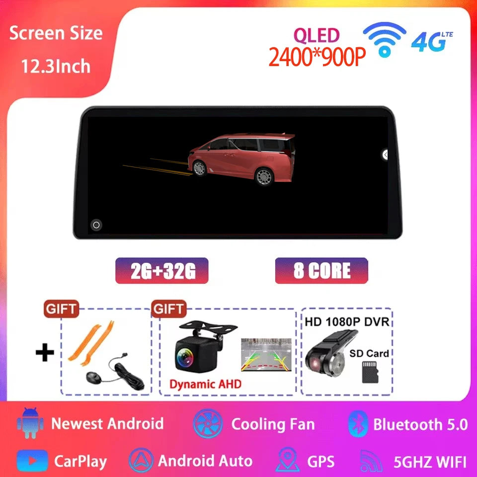12.3  For Mazda 3 Mazda3 3 Axela BM 2013 - 2019 Android 14 QLED Screen GPS Car Radio Video Player Multimedia Navigation Carplay