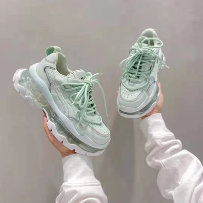 Shoes Women Sneakers Fashion Sole Design Light Color Summer Chunky Luxury Casual Sports Lace-up Basic Walking Shoes