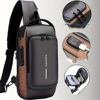 Men's anti-theft chest bag, fashionable motorcycle and casual sports sloping backpack, durable Oxford fabric