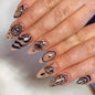 24pcs Black 3D Bow Almond Fake Nails Tips Pearl Love Sequin Design False Nails Art Removable Waterproof Artificial Press on Nail