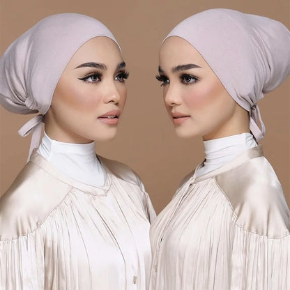 Islamic Headscarf Hijab Bonnet Female Turban Hat Ladies Headband Cap Muslim Women's Under Scarf Caps Soft Cotton Inner Hijabs