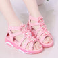 Girls Sandals Flowers Kids Roman Sandals Children Gladiator Shoes Soft Leather With Dots Zipper Pearl Beading Toddler 1-12 Years