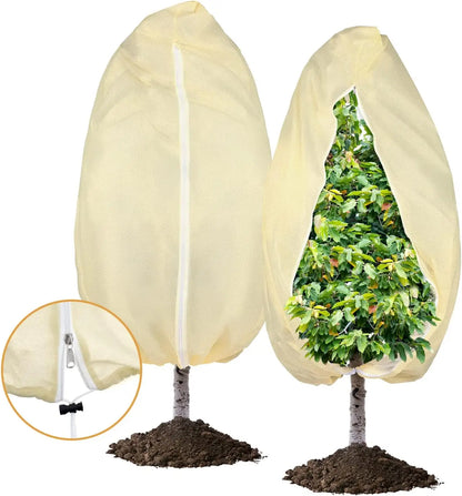 1PC Winter Plant Warm Cover Non-woven Plant Anti Freezing Bag In Outdoor Yard Vegetation Anti-Frost Bag Drawstring Zipper Design