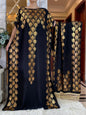 2024 Summer Short sleeve Dress Pure Cotton Gold Stamping Loose Abaya Maxi Islam Dress With Tassels Big Scarf African Long Dress
