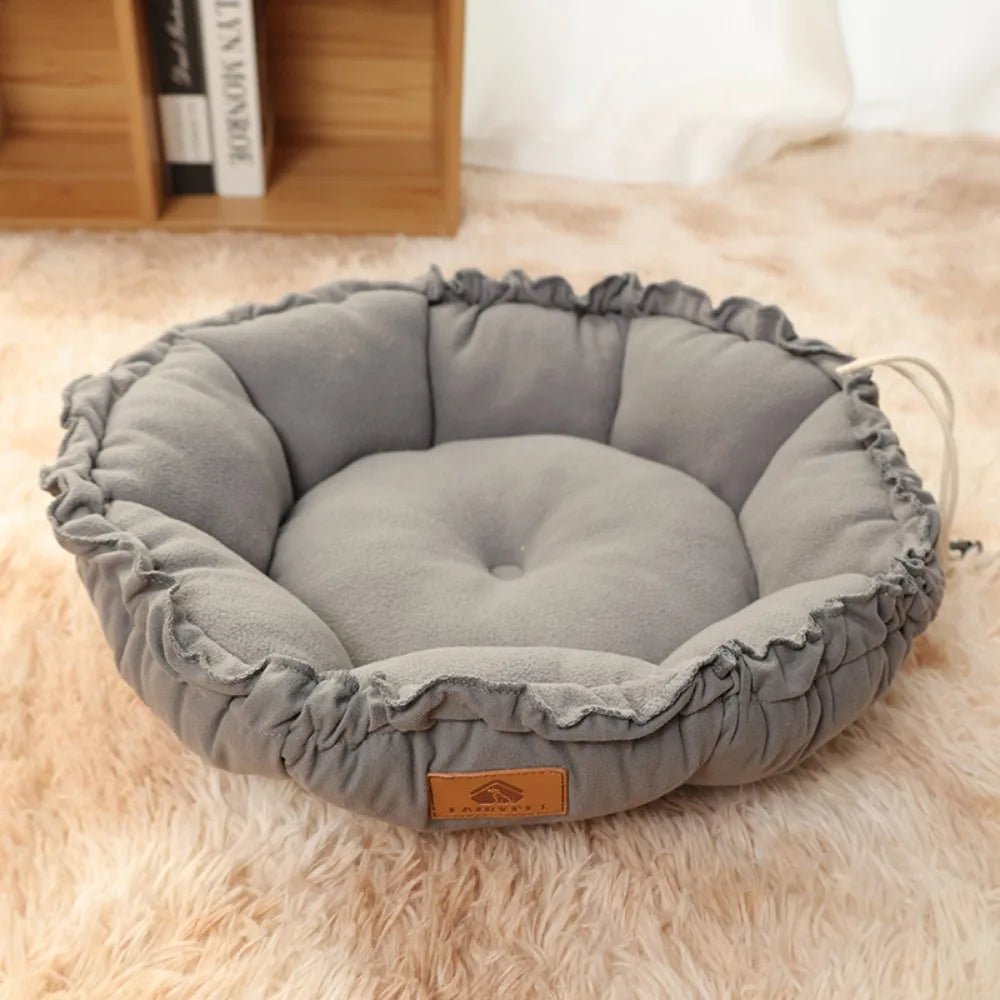 Winter Cat's Nest, Dog's Nest, Sleeping, Keeping Warm, Dog's Nest, Shrinking Rope, Pet Mat, Flower Bud Type