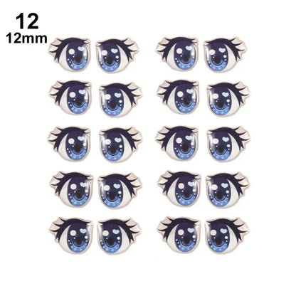 10Pairs Long Eyelashes Cute Love Cartoon Eyes Stickers Anime Figurine Doll Face Organ Paster Clay Decals DIY Doll Accessories