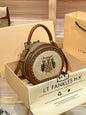 Brand Bag Women's 2024 New Designer High Quality Handheld Shoulder Bag Contrast Color Diagonal Cross Leather Small Round Bag