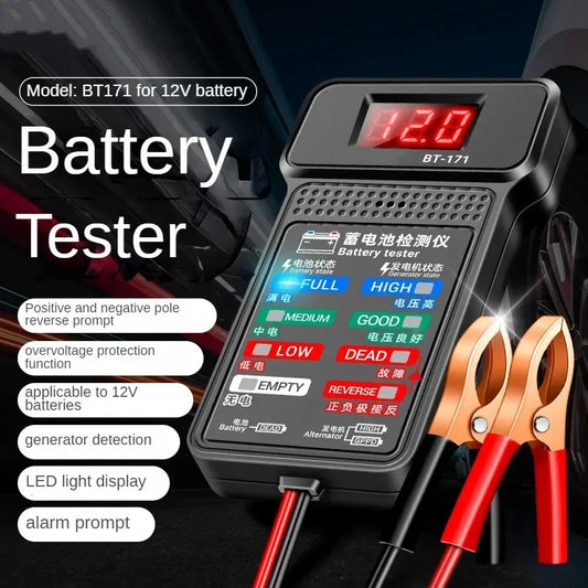 2023 New Universal Car Battery Tester 12V 24V 100-2000CCA Battery Load Tester Tool with LCD Screen Automatic Alternator Analyzer