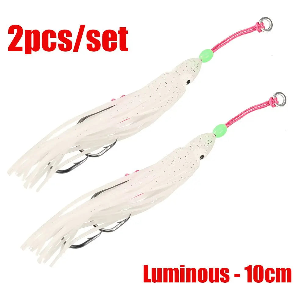 2Pcs/Lot 6cm/10cm/12cm Octopus Lure Squid Jig Fishing Soft Lures Big Squid Bionic Bait Skirt Soft Baits with Hooks
