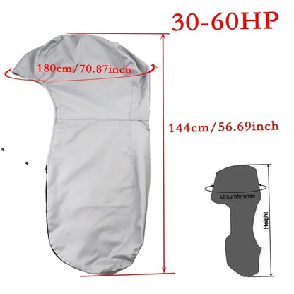 600D 6-225HP Full Outboard Motor Engine Boat Cover Grey Waterproof Anti-scratch Heavy Duty Outboard Engine Protector