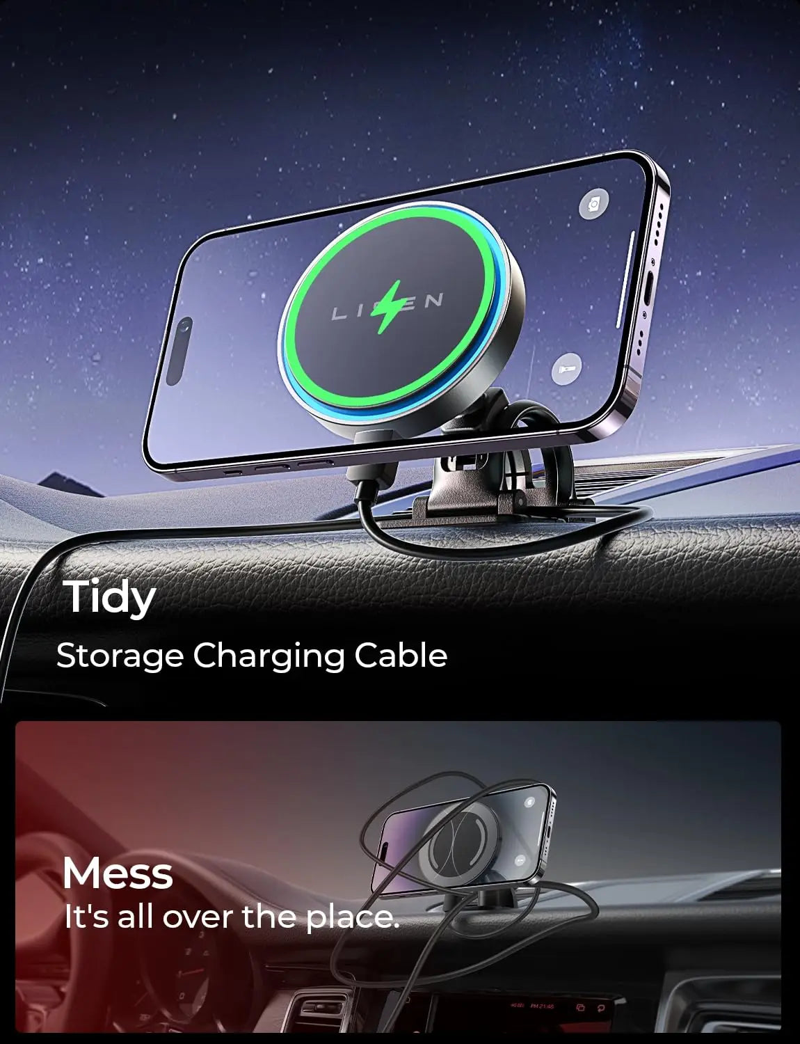 LISEN for 15W MagSafe Car Mount Charger Universal Phone Magnetic Wireless Car Fast Charging Mount Car Accessories for iPhone 15