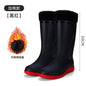Men's Rain Boots Long Tube Water Shoes Non-slip Waterproof Safety Work Shoes Black Red Platform Cotton high-top outer wear