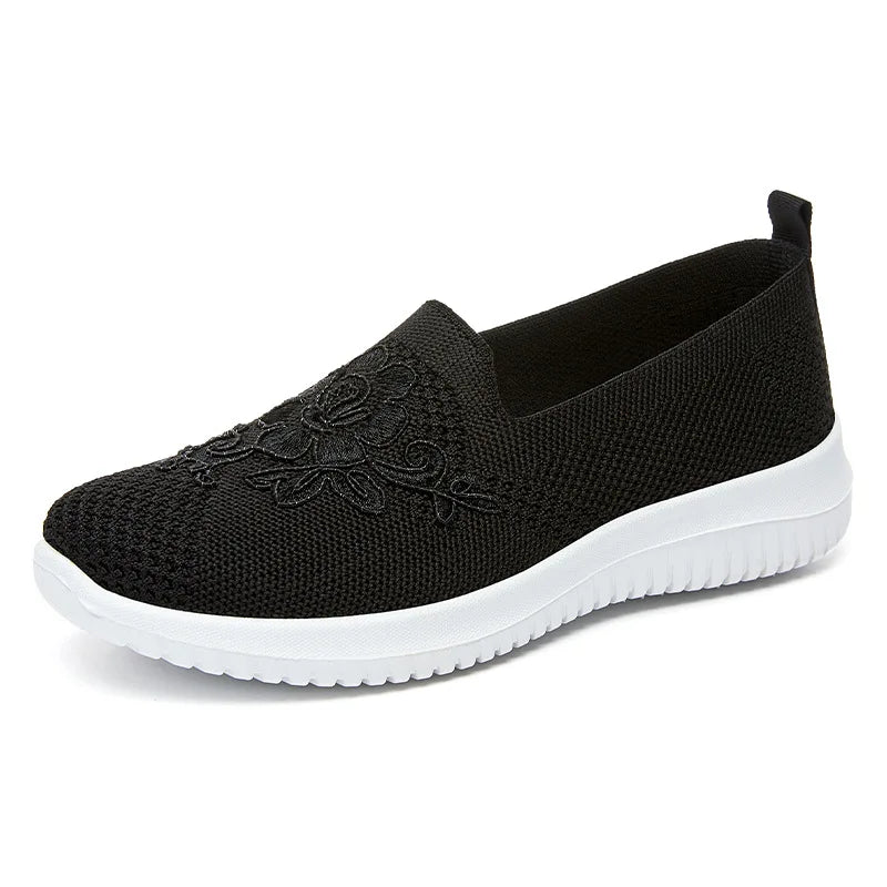 Summer Mesh Knitting Sneakers Women Breathable 2023 Shoes Non-slip Ladies Casual Nurse Office Shoes Ballet Flats