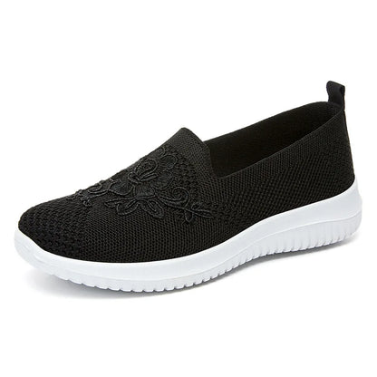 Summer Mesh Knitting Sneakers Women Breathable 2023 Shoes Non-slip Ladies Casual Nurse Office Shoes Ballet Flats