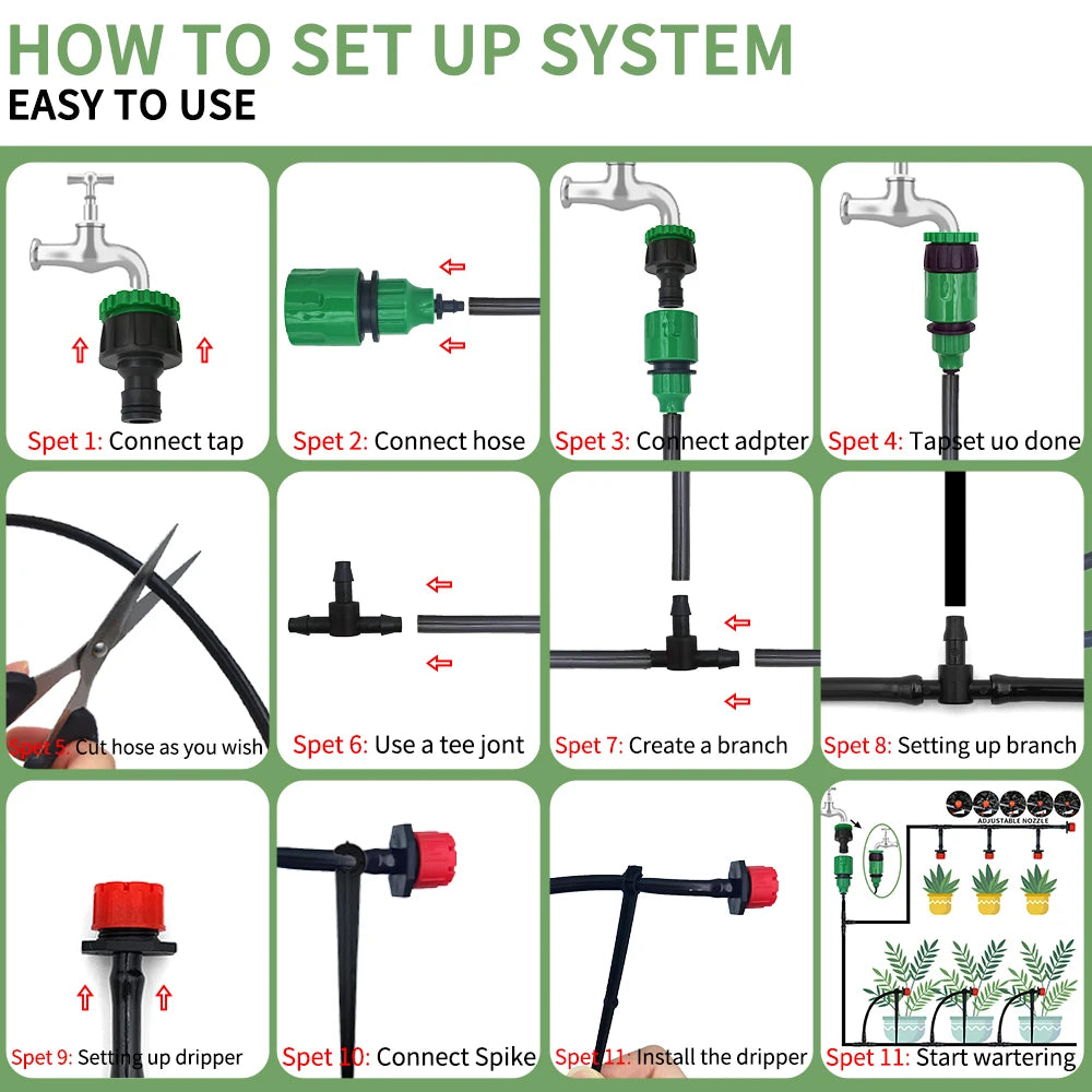 5M-60M Drip Irrigation System Plant Watering Set Watering Kits Adjustable Drippers For Irrigation Micro Garden Watering System