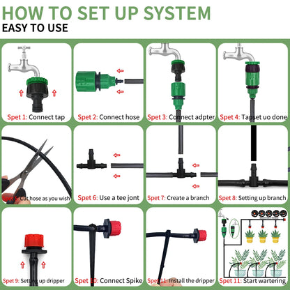 5M-60M Drip Irrigation System Plant Watering Set Watering Kits Adjustable Drippers For Irrigation Micro Garden Watering System