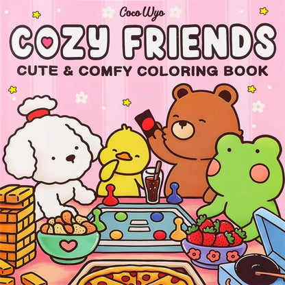 Cartoon Coloring Book For Adults And Teens Featuring Adorable Creatures for Christmas Gifts To Relax In A Cozy Hygge Moment