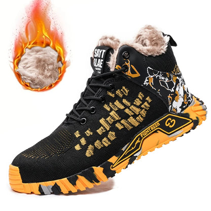 Winter Men Boots Steel Toe Safety Shoes Winter Boots Keep Warm Fur Security Protection Shoes Anti-Smash Thick Plush Work Boots