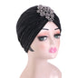 New Women Gold Silver Turban Hats Chemo Bandana Hijab Pleated Indian Cap Turbante Hat Ladies Hair Loss Headscarf Muslim Headwear
