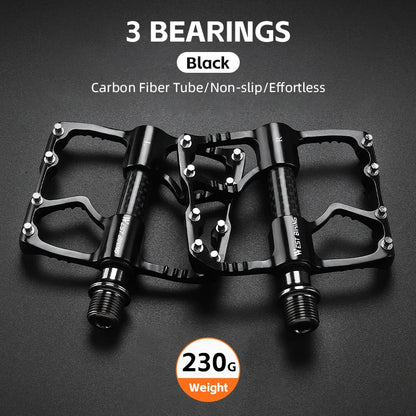 WEST BIKING MTB Cycling Pedals Sealed Bearing Ultralight Aluminum Alloy Footboard Anti-Slip Bicycle Platform Pedals Bike Parts