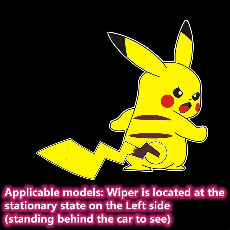 Pokemon Cute Pikachu Reflective Wiper Decorative Stickers Car Rear Window Wagging Tail Modification Decals Children's Toys