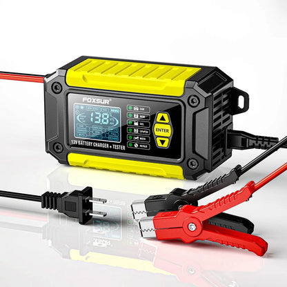 New 2in1 Smart Car Battery Charger System Tester Car Motorcycle Battery Analyzer For Lead Acid AGM GEL Lithium LiFePo4 Batteries
