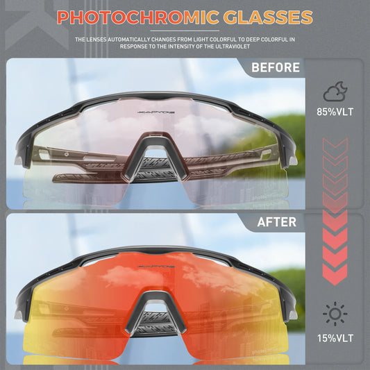 KAPVOE Woman Photochromic Sunglasses UV400 Bike Bicycle Glasses Men's Sports Cycling Eyewear Outdoor MTB Glasses Bike Goggles