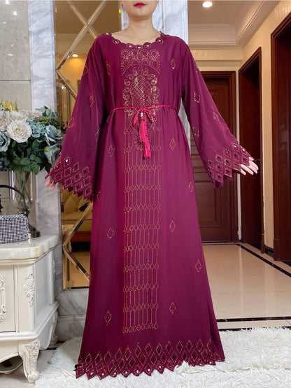 2024 Fashion Diamonds Hollow design Abaya Ramadan Eid Closed Long Abaya Dubai Women Muslim Dress Modest Islamic Clothing
