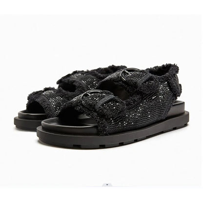 Summer blingbling crystal women sandals flat platform outside women shoes