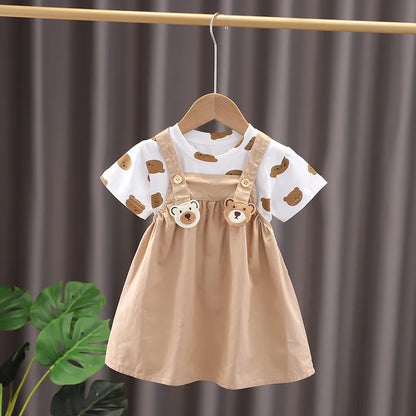Kids Brother sister Clothes Children Baby Boy/Girl Cartoon T-Shirt Bib Shorts 2pcs/sets Summer Fashion Casual Tracksuit 0-5Years