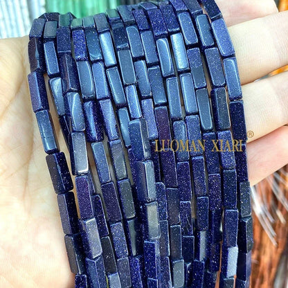 4x13mm Square Natural Stone Light Lavender Chalcedony Loose Spacer Beads for Jewelry Making Diy Bracelet Charms Accessories